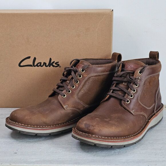 Clarks Men's Tan Leather Gravelle Top Oxford Boot US9/EU42 - Picture 1 of 13